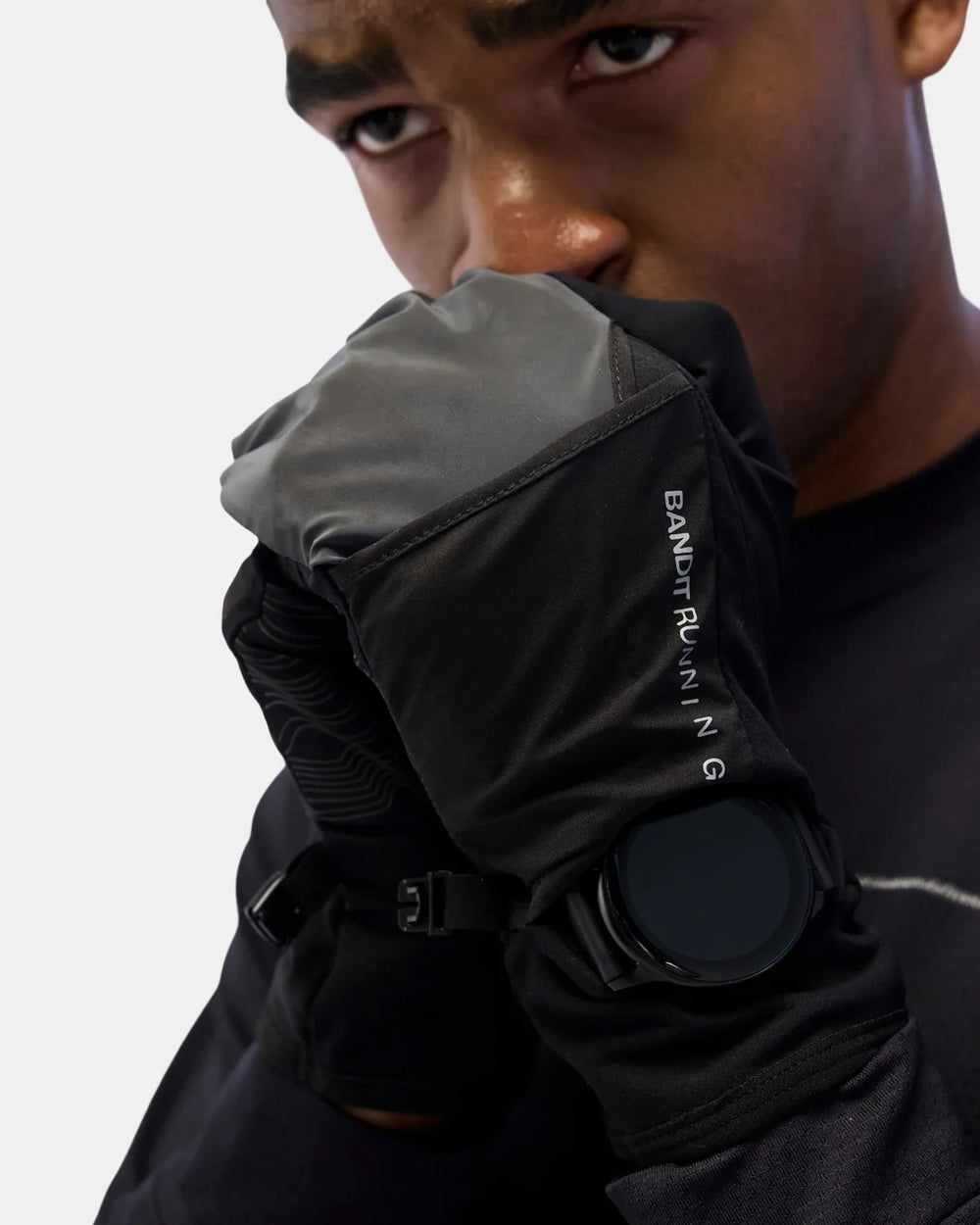 BANDIT RUNNING Unisex Windproof Mitten in BLK/REFLECTIVE