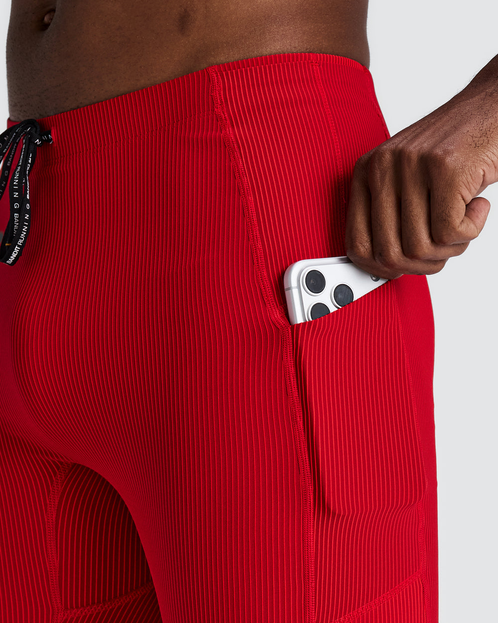 Bandit Running Men's Cadence 1/2 Tight in RED/RED