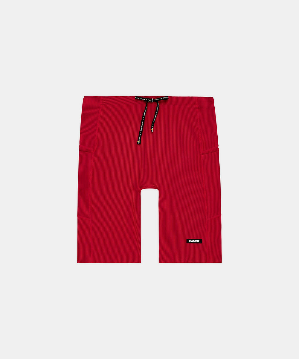 Bandit Running Men's Cadence 1/2 Tight in RED/RED