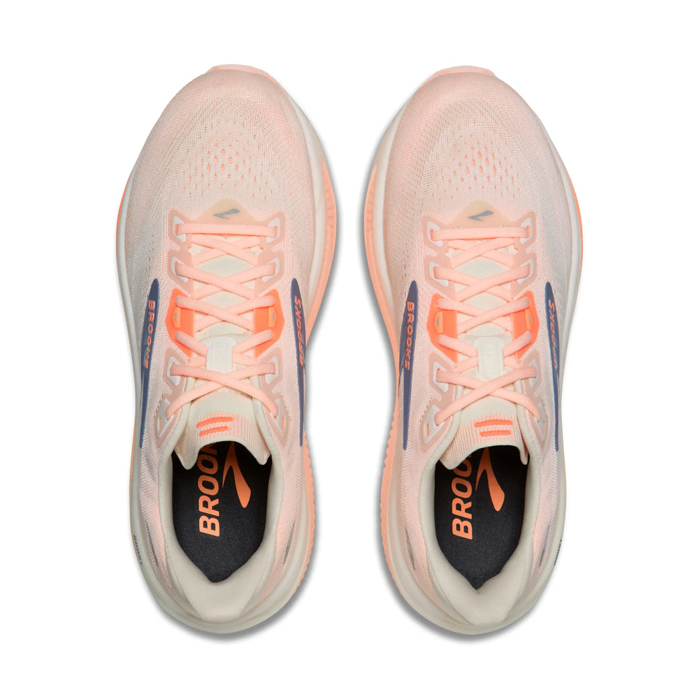 Brooks Running Women's Ghost 18 running shoe in Star White/Cyber Peach/Grey