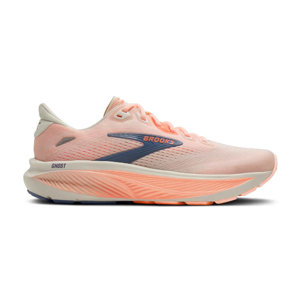 Brooks Women's Ghost 18 in Star White/Cyber Peach/Grey