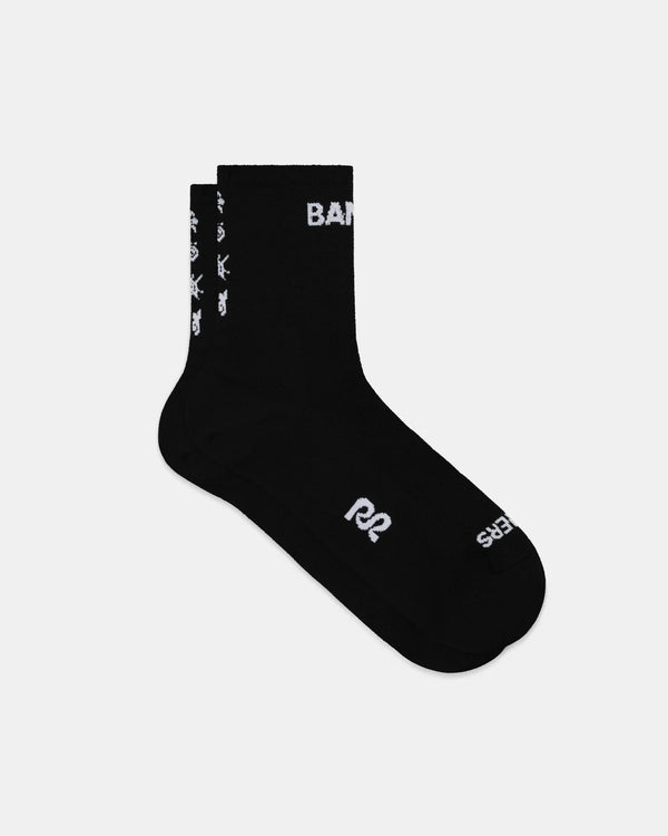 Bandit Running Lite Run Spring Motif Sock in BLK/WHT