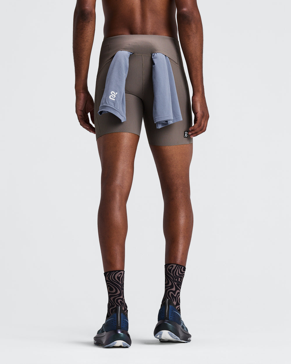 Bandit Running Men's Striped 1/4 Tight in TAU/COC