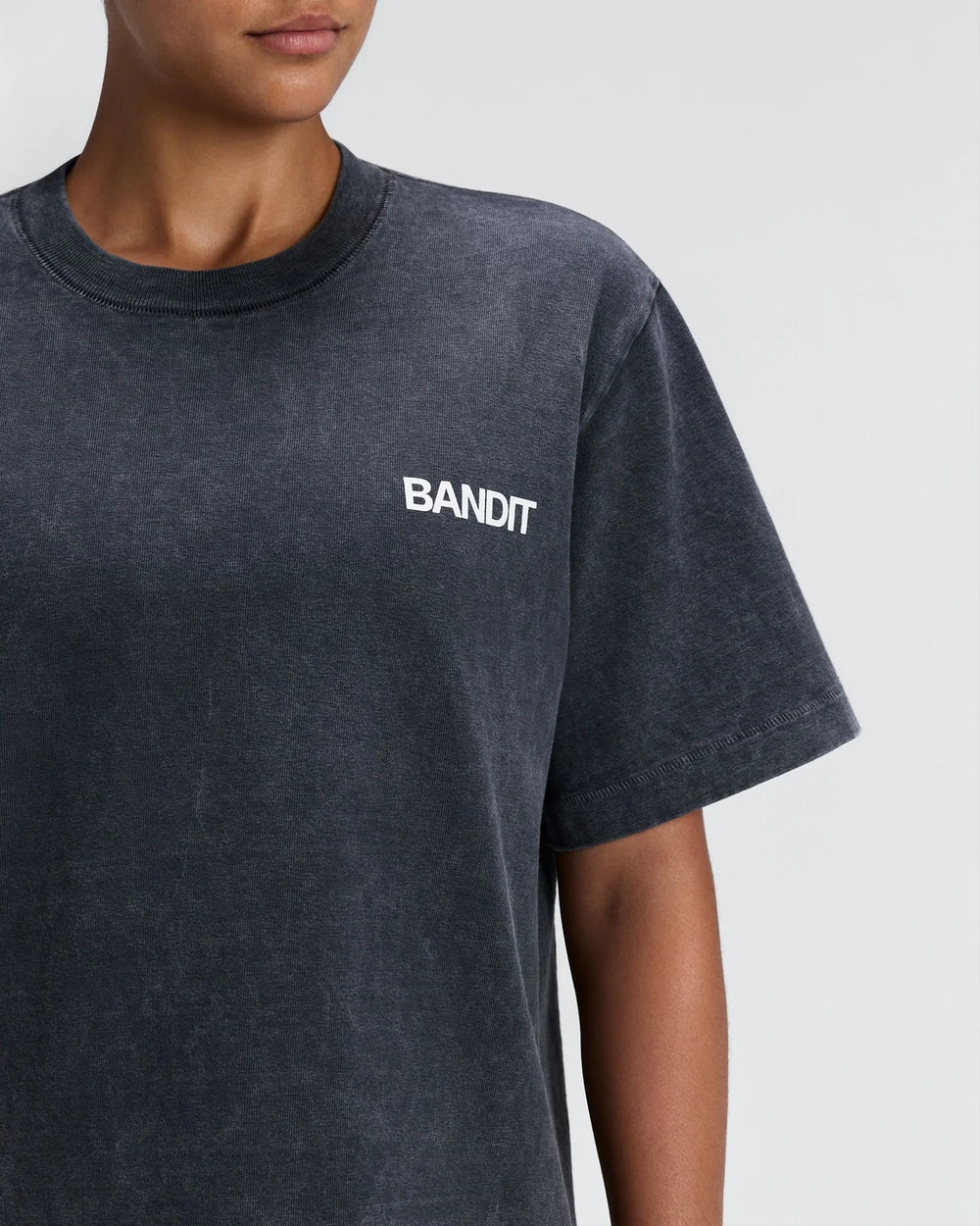 Bandit Running Unisex Heavyweight Tee in BLK/CHR