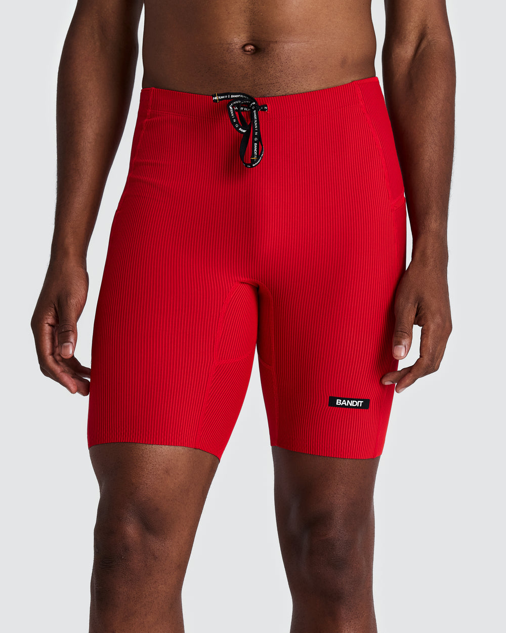 Bandit Running Men's Cadence 1/2 Tight in RED/RED