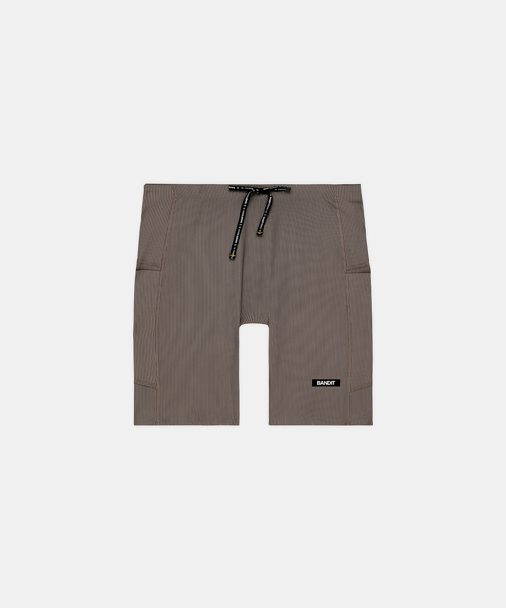 Bandit Running Men's Striped 1/4 Tight in TAU/COC