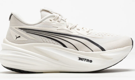 Puma Women's Magmax Nitro 2 neutral cushioned running shoe in WHT/BLK