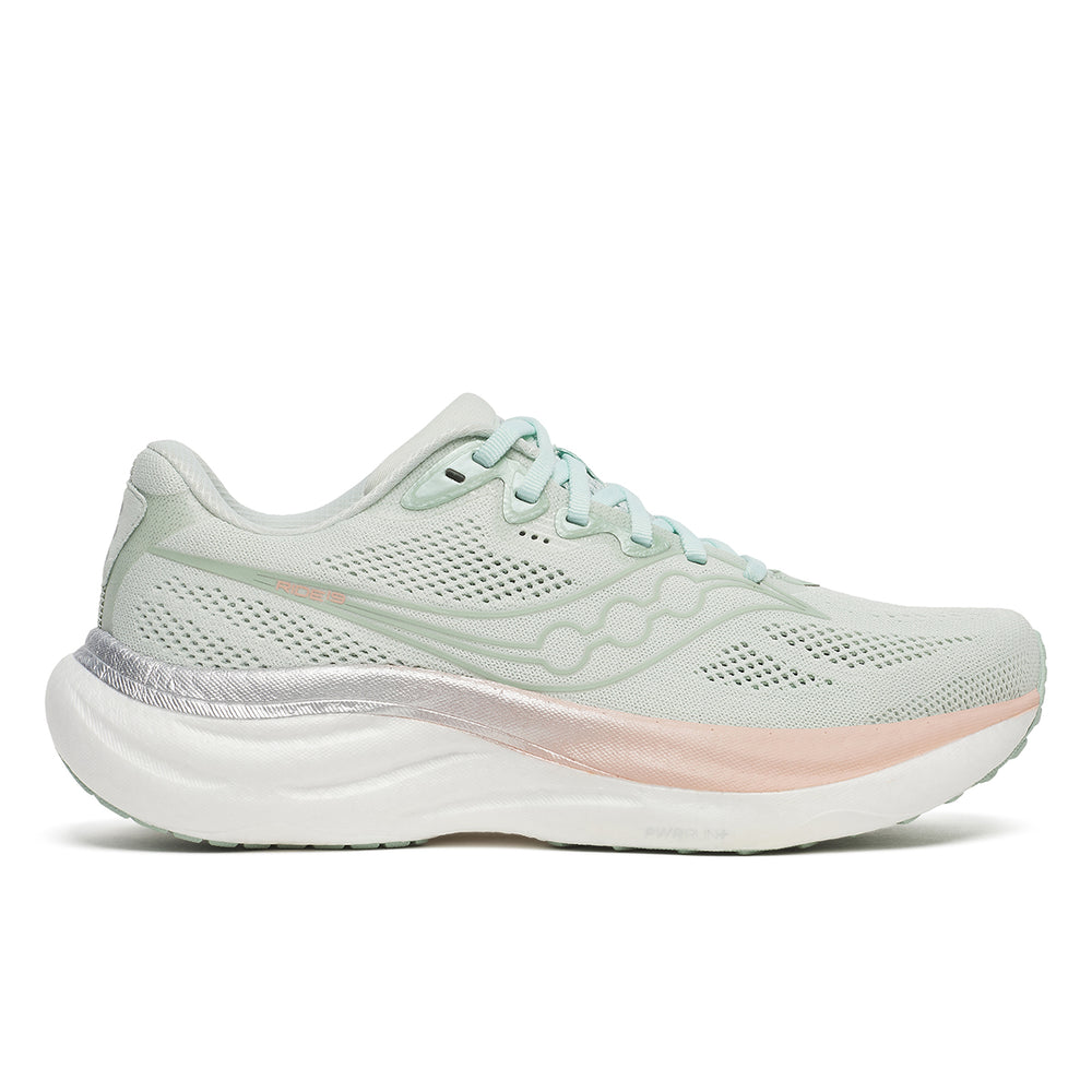Saucony Women's Ride 19 neutral cushioned running shoe in Mist | Cameo