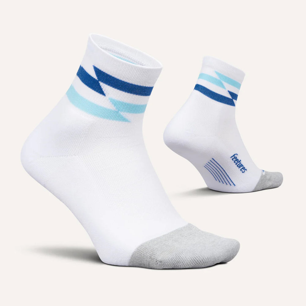 Feetures! Brand Socks Elite Light Cushion 1/4 Sock in WHT/TRA