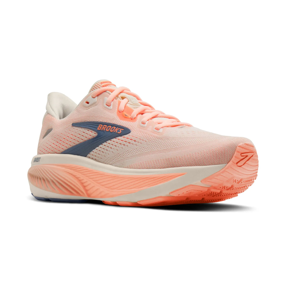 Brooks Women's Ghost 18 in Star White/Cyber Peach/Grey